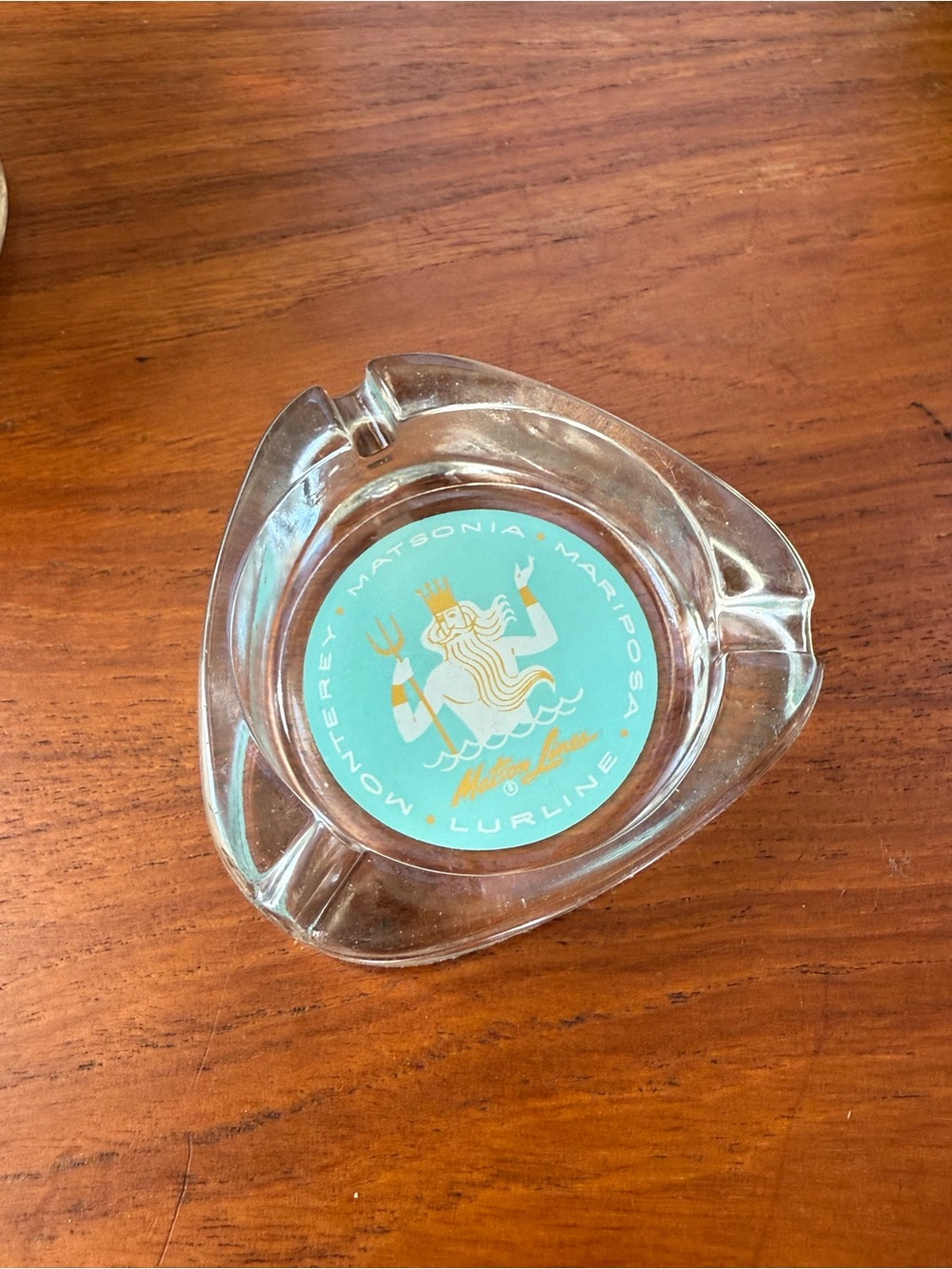 Vintage MCM Matson Lines Cruise Ship Vintage Glass Ashtray 1950s
